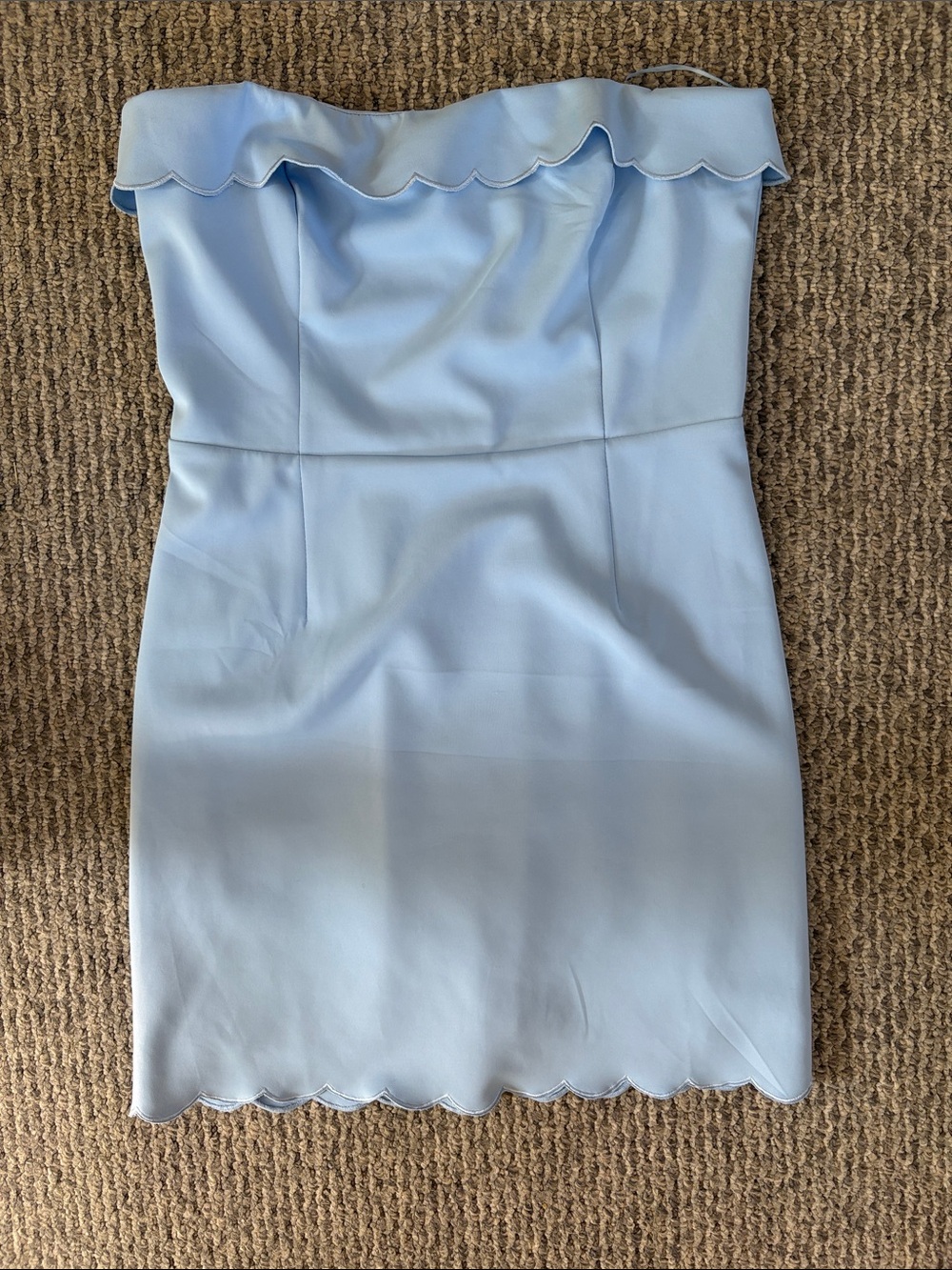 Altar'd State Light Blue Strapless Scallop Mini Dress